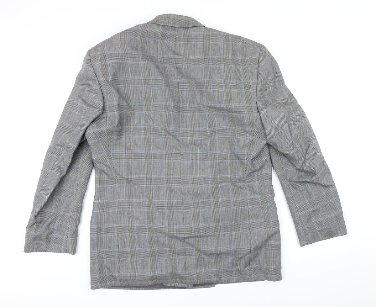 Back view of Van Gills men’s grey check wool jacket blazer, size 42, regular
