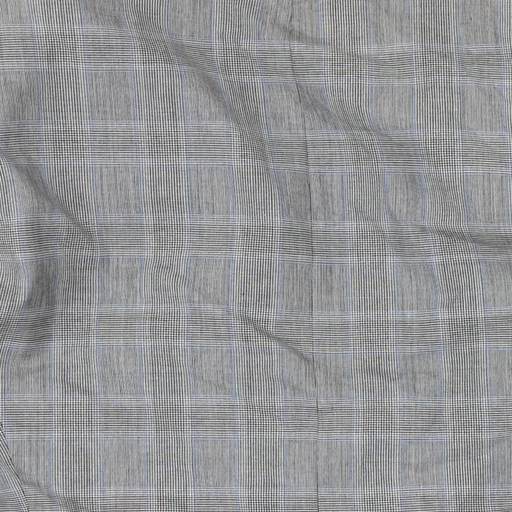 Brand and care label for Van Gills men’s grey check wool jacket blazer, size 42, regular