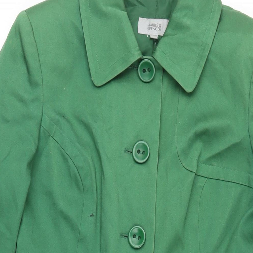 Womens UK Size 10 M&S Green Rain Coat