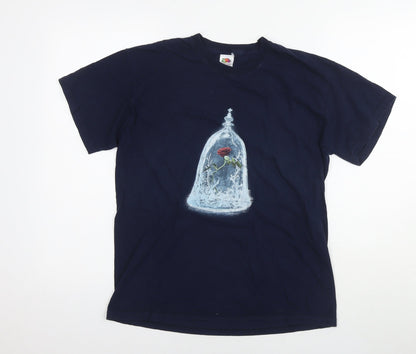 Womens UK Size M Disney Blue Basic T-Shirt