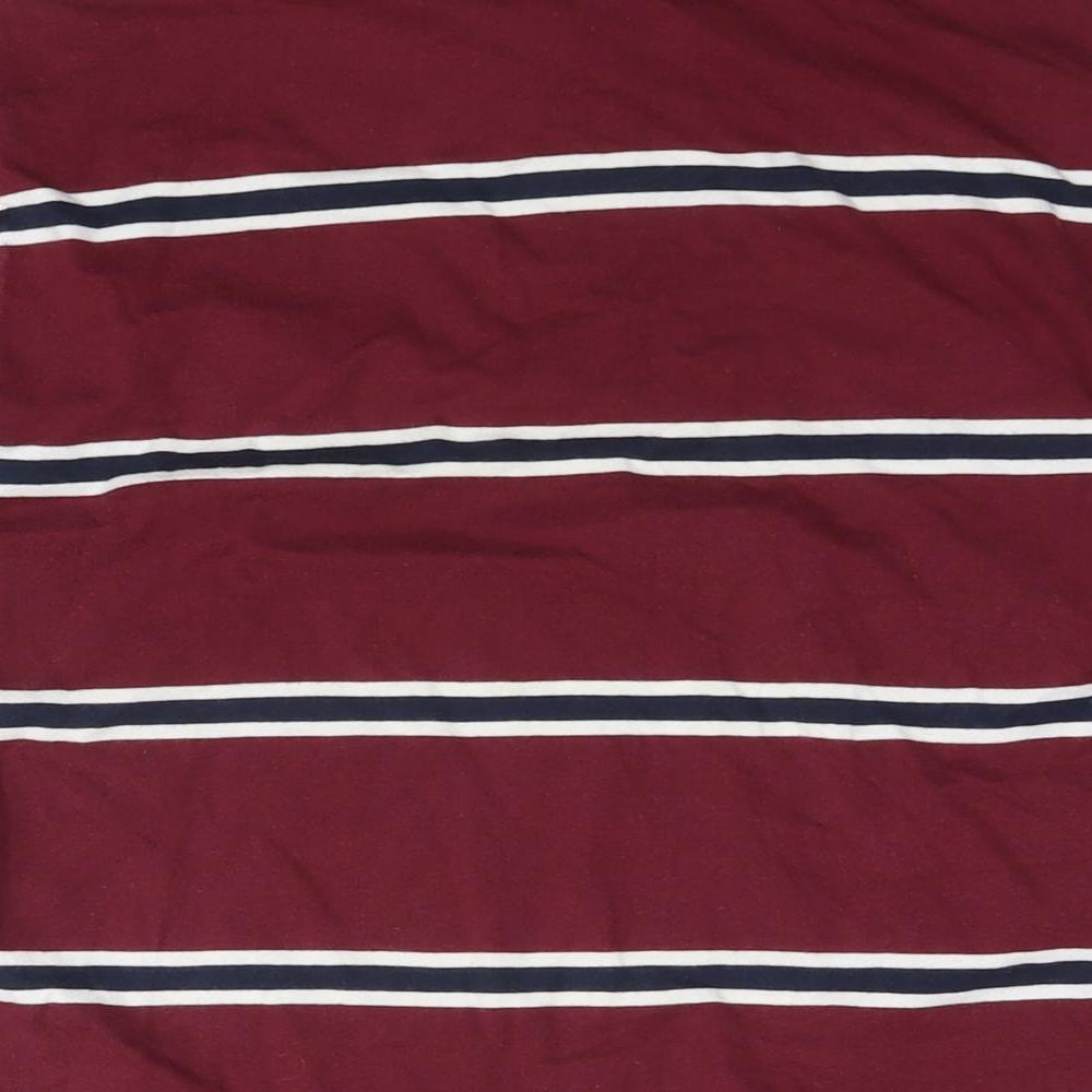 AVFC Mens Red Striped Cotton Polo Size M Collared Pullover