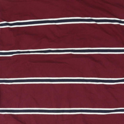 AVFC Mens Red Striped Cotton Polo Size M Collared Pullover