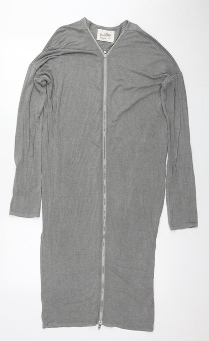 Postcard Womens Grey Viscose A-Line Size S Round Neck Zip - Label Size 2