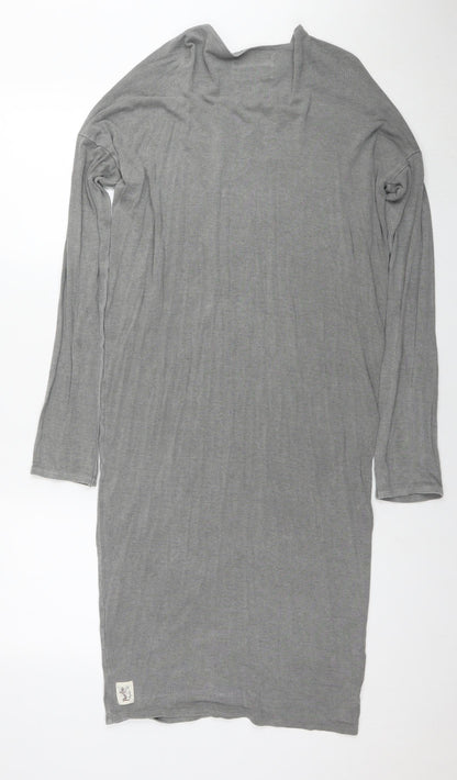 Postcard Womens Grey Viscose A-Line Size S Round Neck Zip - Label Size 2