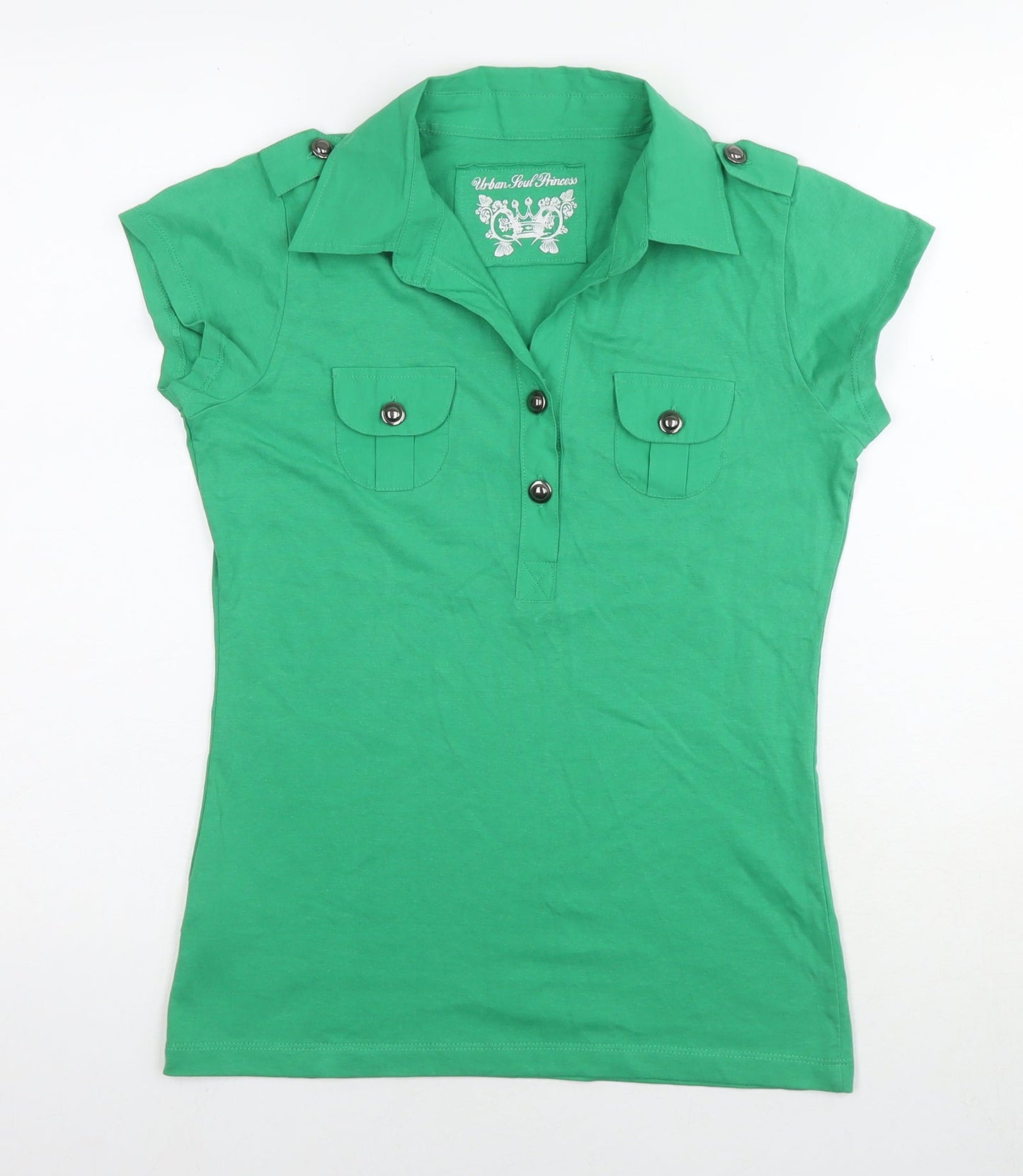 Womens UK Size 10 Urban Green Basic Polo