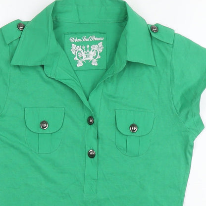 Womens UK Size 10 Urban Green Basic Polo