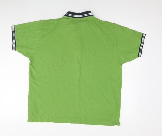 Springfield Mens Green Cotton Polo Size XL Collared Pullover