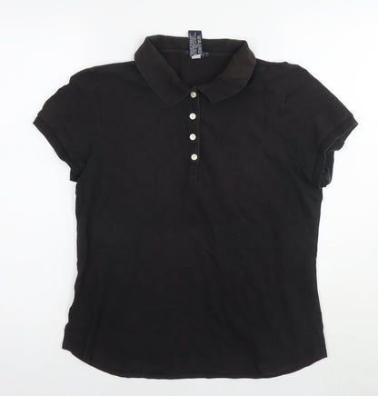 Womens UK Size L Gap Black Basic Polo