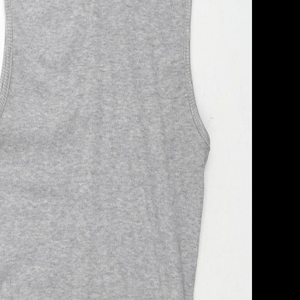 New Look Womens Grey Polyester Bodysuit One-Piece Size 8 Snap