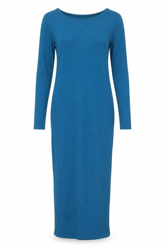 Brezza Womens Blue Viscose Maxi Size S Round Neck Pullover - Size S/M