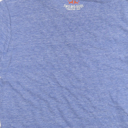 Alternative Earth Organics Womens Blue Polyester Basic T-Shirt Size S Round Neck - Two Red Dots
