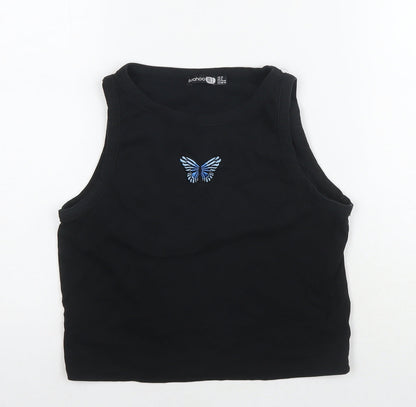 Womens UK Size 12 Boohoo Black Cropped Tank