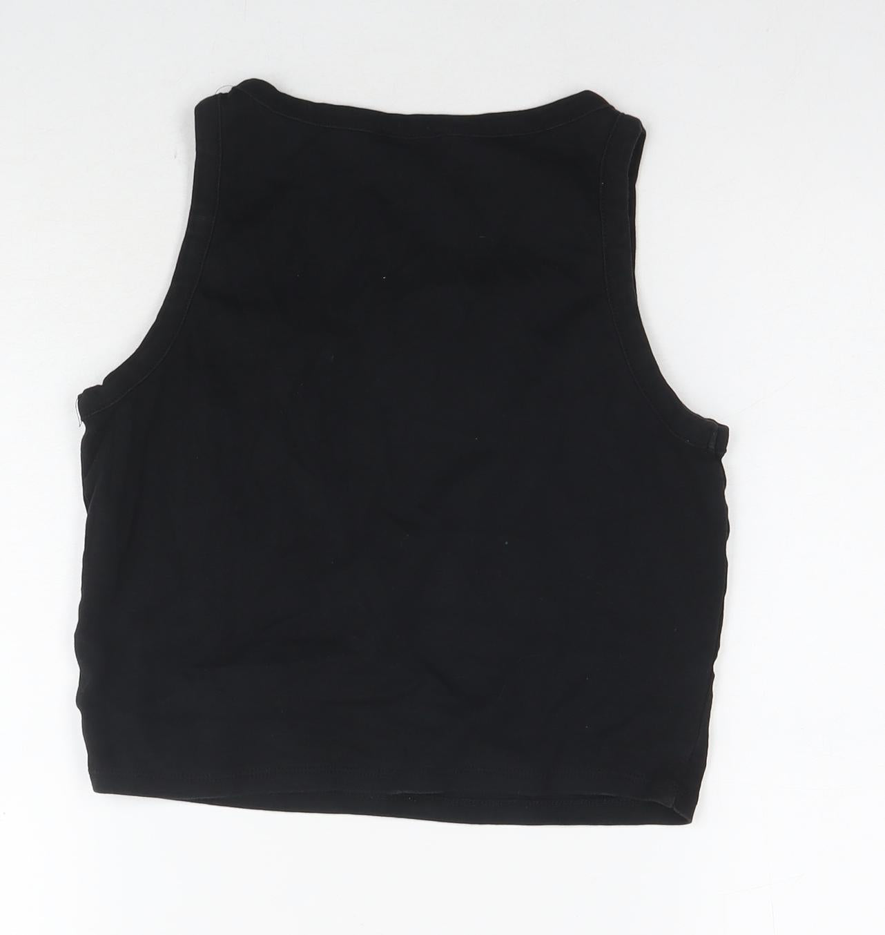 Womens UK Size 12 Boohoo Black Cropped Tank