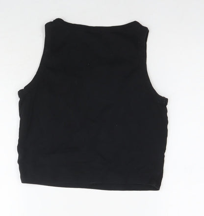 Womens UK Size 12 Boohoo Black Cropped Tank