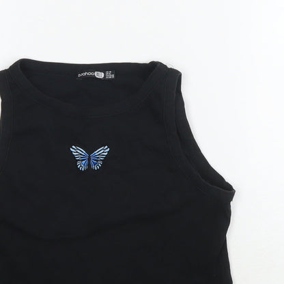 Womens UK Size 12 Boohoo Black Cropped Tank