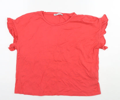 Womens UK Size M Zara Red Basic T-Shirt