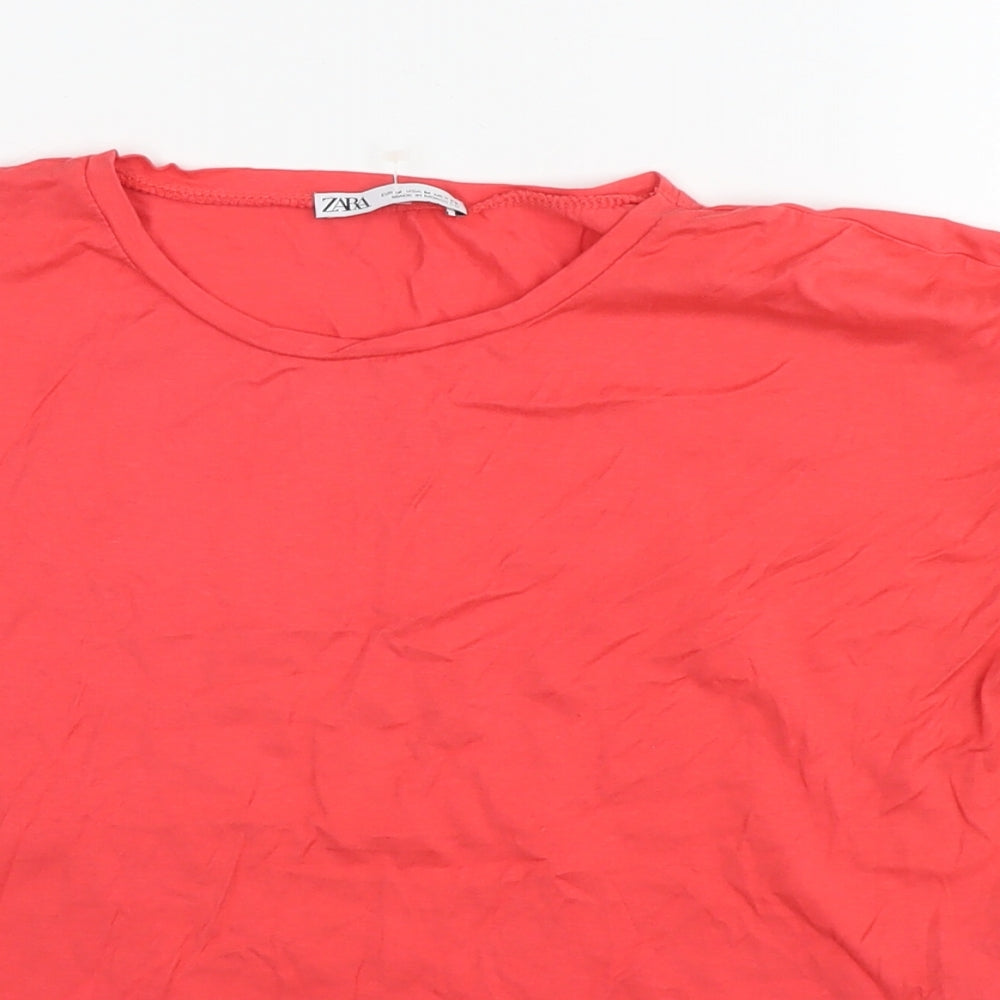 Womens UK Size M Zara Red Basic T-Shirt