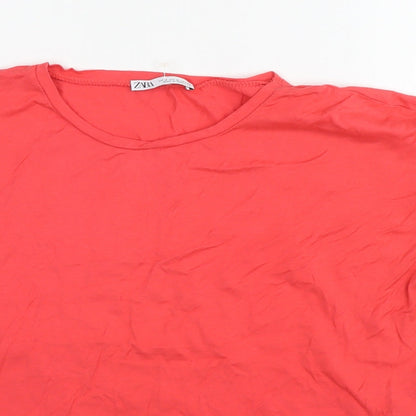Womens UK Size M Zara Red Basic T-Shirt