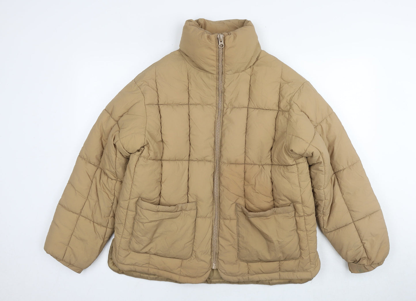 Womens UK Size 6 Topshop Beige Quilted Coat