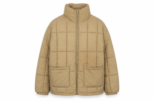 Womens UK Size 6 Topshop Beige Quilted Coat