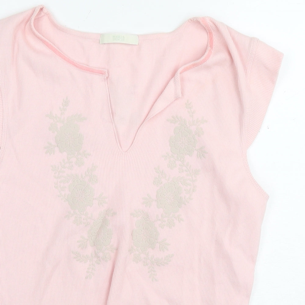 Womens UK Size 16 Marks and Spencer Pink Basic T-Shirt