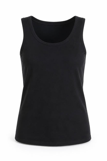 Jane and Bleeker Womens Black Cotton Basic Tank Size L Scoop Neck