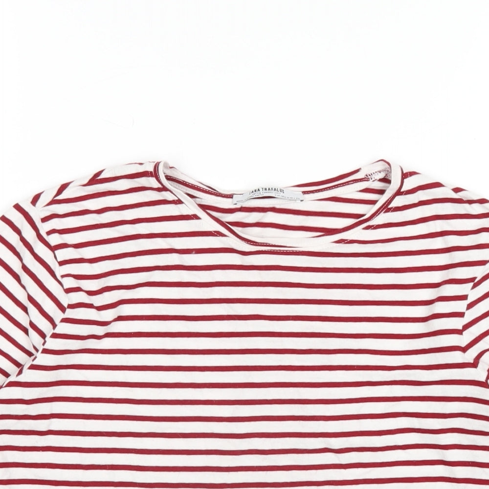 Womens UK Size M Zara Red Basic T-Shirt