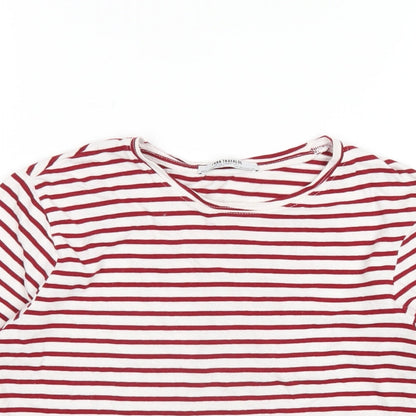 Womens UK Size M Zara Red Basic T-Shirt
