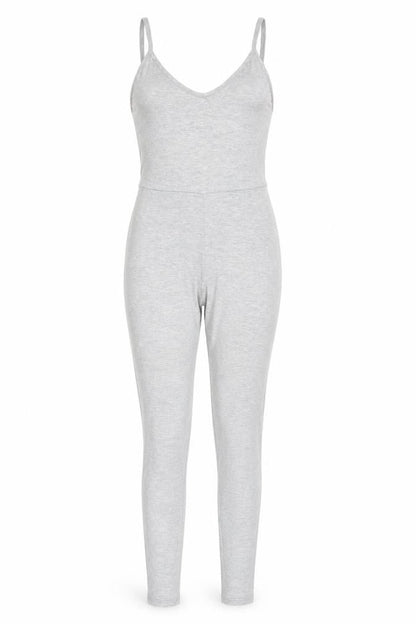 PRETTYLITTLETHING Womens Grey Polyester Catsuit One-Piece Size 8 L31 in Pullover