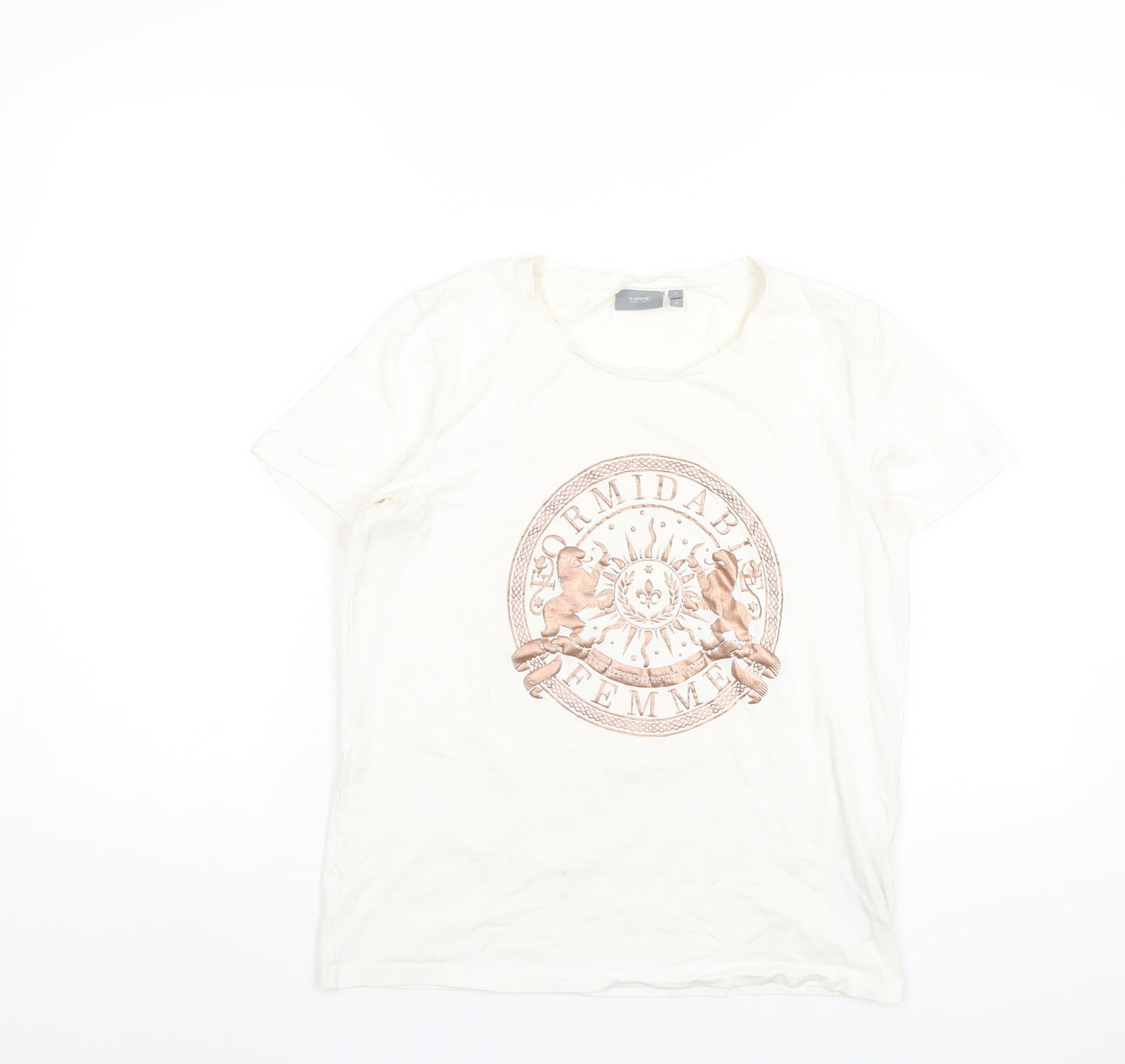 b.young Womens White Cotton Basic T-Shirt Size S Round Neck