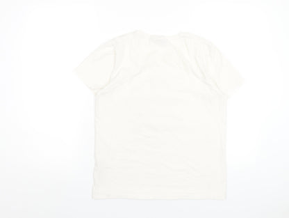 b.young Womens White Cotton Basic T-Shirt Size S Round Neck