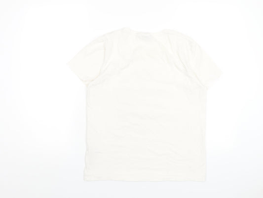 b.young Womens White Cotton Basic T-Shirt Size S Round Neck