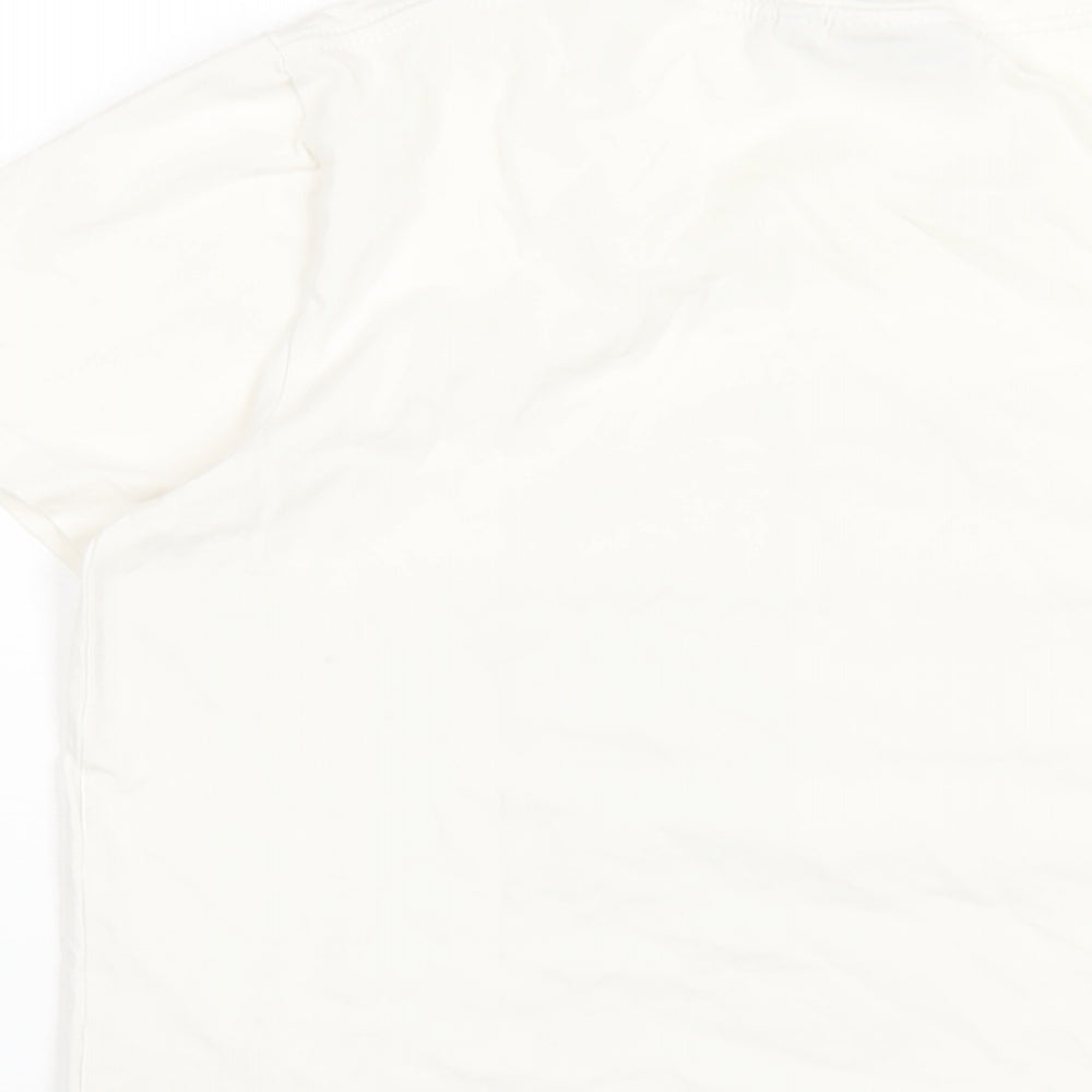 b.young Womens White Cotton Basic T-Shirt Size S Round Neck