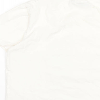 b.young Womens White Cotton Basic T-Shirt Size S Round Neck