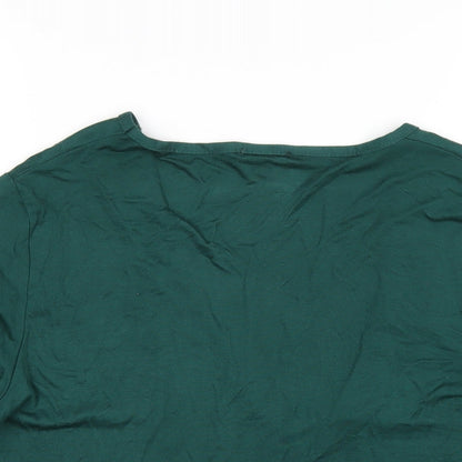 Nasty Gal Womens Green Viscose Basic T-Shirt Size M V-Neck