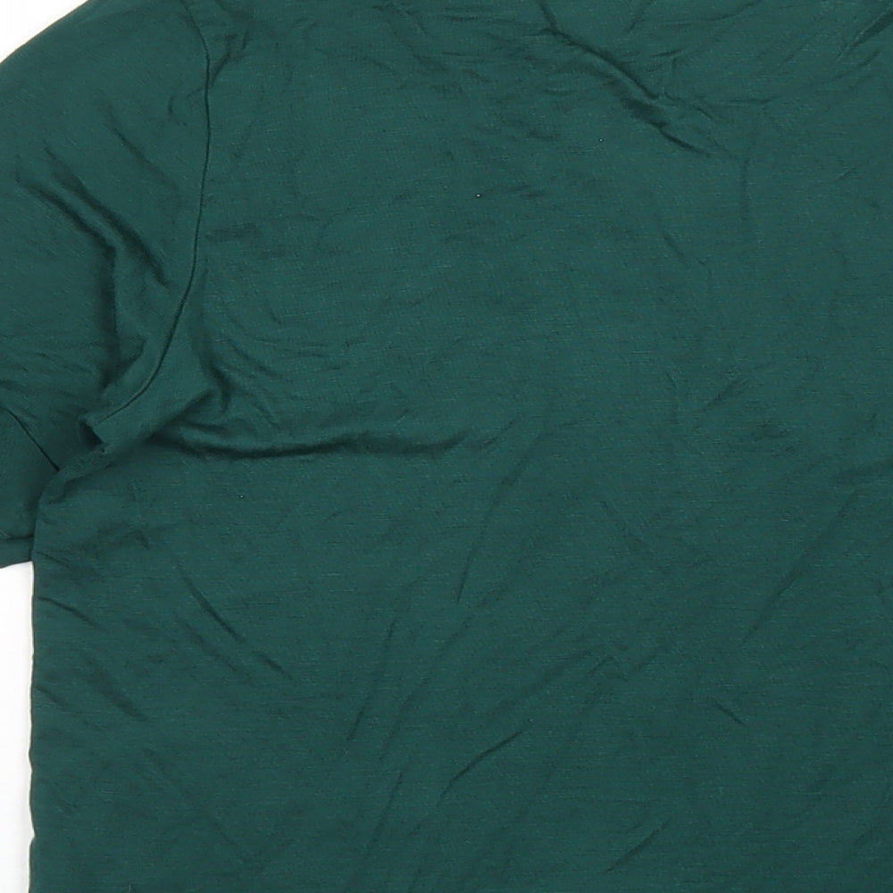 Nasty Gal Womens Green Viscose Basic T-Shirt Size M V-Neck