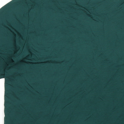 Nasty Gal Womens Green Viscose Basic T-Shirt Size M V-Neck