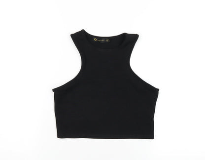 I SAW IT FIRST Womens Black Polyester Cropped Tank Size 8 Round Neck