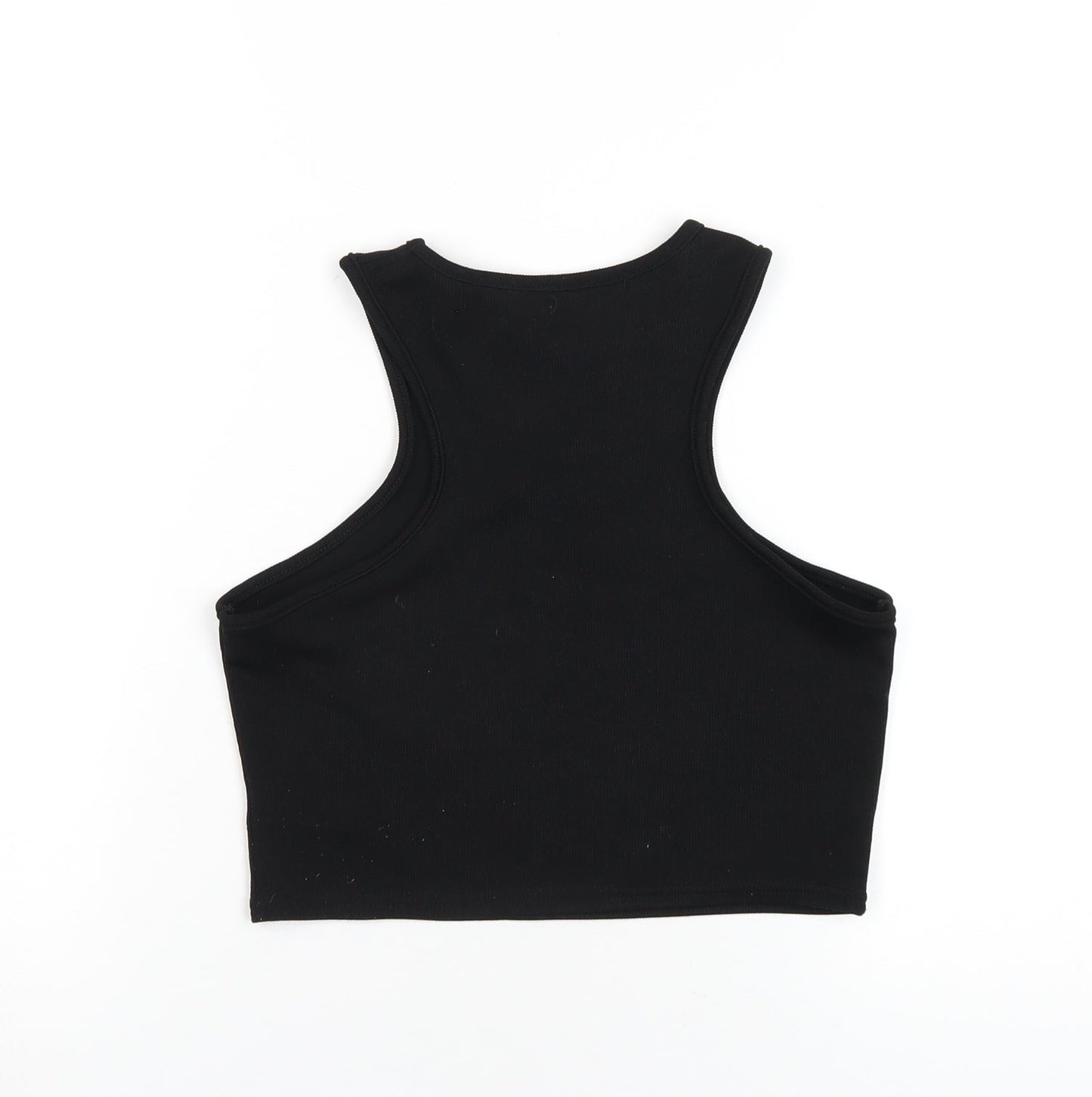 I SAW IT FIRST Womens Black Polyester Cropped Tank Size 8 Round Neck