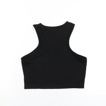 I SAW IT FIRST Womens Black Polyester Cropped Tank Size 8 Round Neck