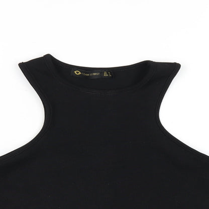 I SAW IT FIRST Womens Black Polyester Cropped Tank Size 8 Round Neck