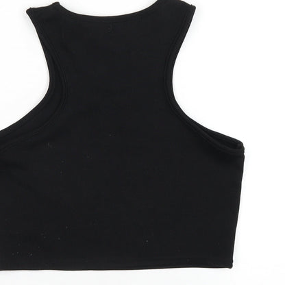I SAW IT FIRST Womens Black Polyester Cropped Tank Size 8 Round Neck