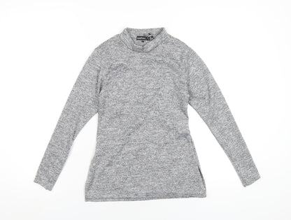 Boohoo Womens Grey Polyester Basic T-Shirt Size 4 Mock Neck