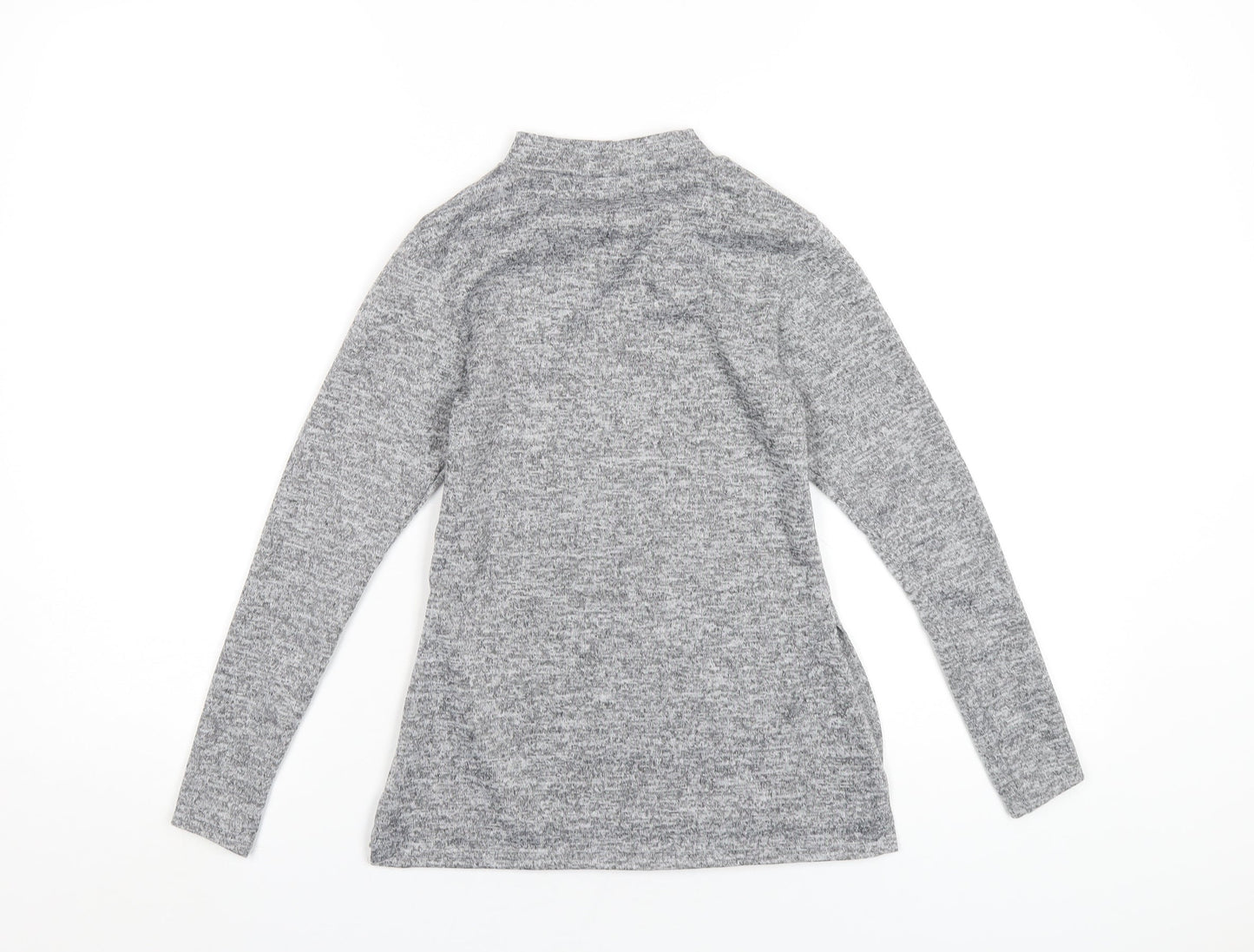 Boohoo Womens Grey Polyester Basic T-Shirt Size 4 Mock Neck