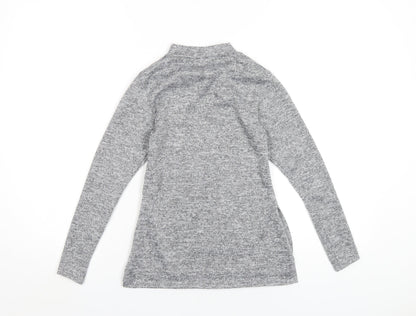 Boohoo Womens Grey Polyester Basic T-Shirt Size 4 Mock Neck