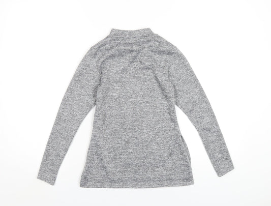 Boohoo Womens Grey Polyester Basic T-Shirt Size 4 Mock Neck