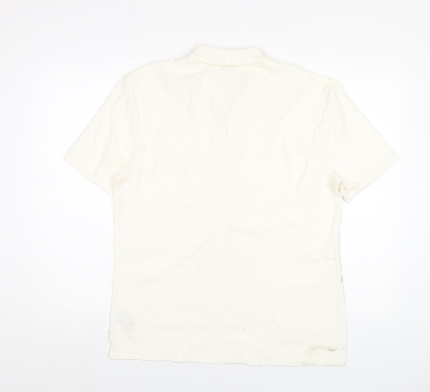 Marks and Spencer Mens Ivory Cotton Polo Size M Collared Pullover