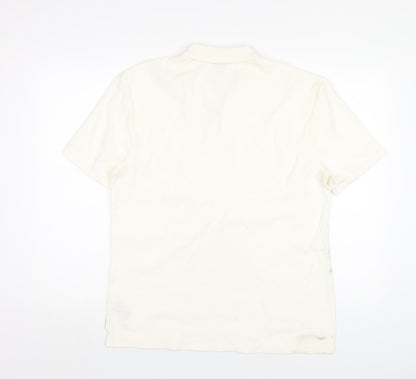 Marks and Spencer Mens Ivory Cotton Polo Size M Collared Pullover