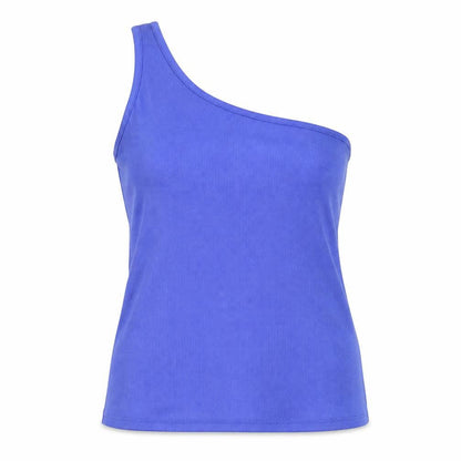 Marks & Spencer Womens Blue Cotton Basic Tank Size 18 One Shoulder