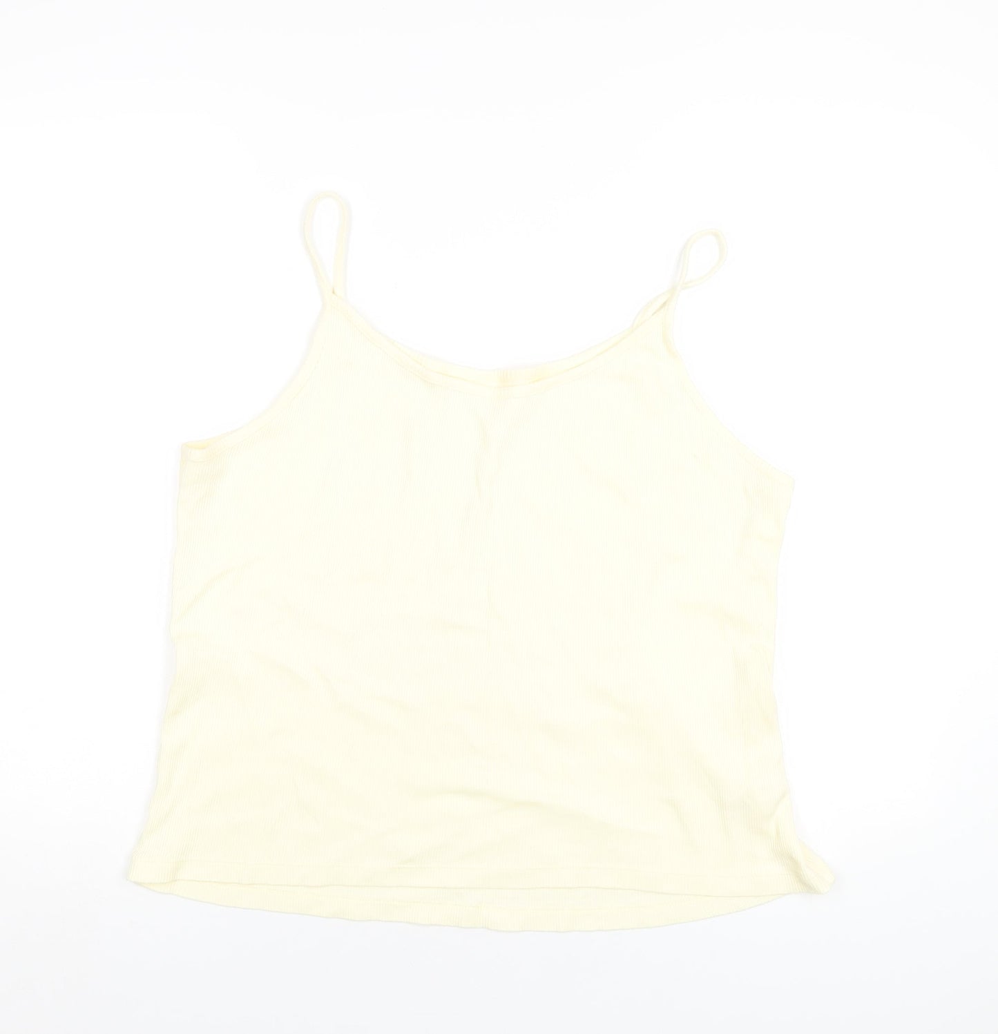 Bonmarché Womens Yellow Cotton Camisole T-Shirt Size L Scoop Neck